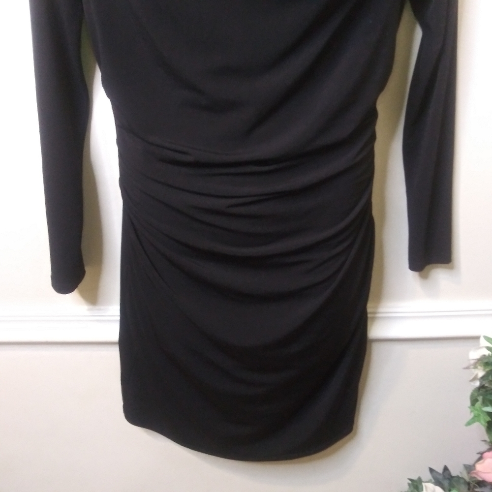 Michael Kors Sexy Rocker Chic Black Body-Con Dress With Gold Shoulder Studs - Picture 4 of 10